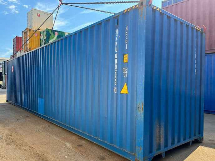 Contenedor marítimo High Cube (HC) de 40 pies usado – gran capacidad para almacenamiento y logística industrial