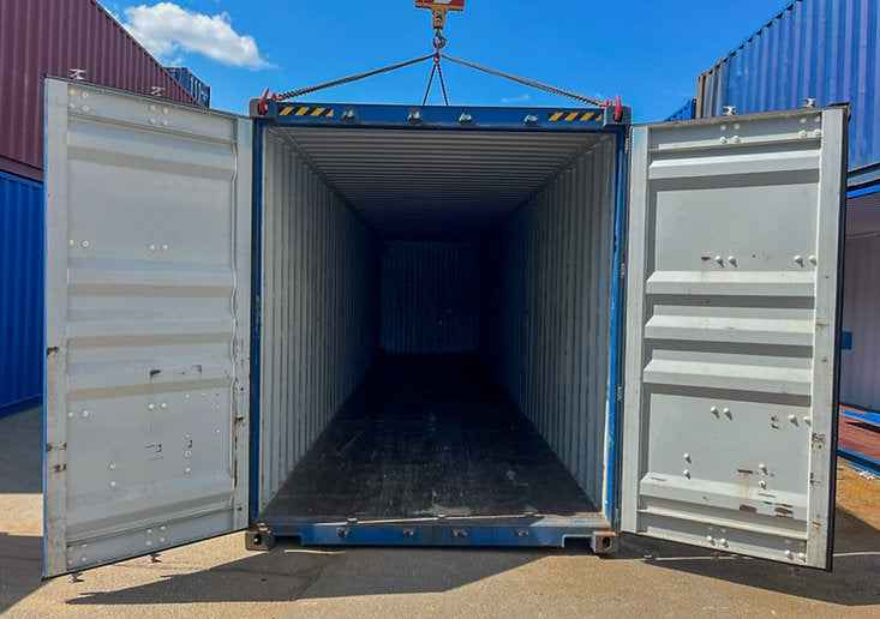 Contenedor marítimo High Cube (HC) de 40 pies usado – gran capacidad para almacenamiento y logística industrial