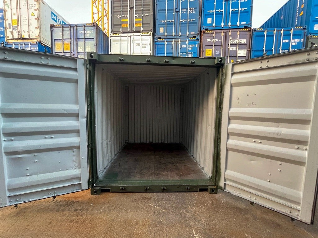 Contenedor marítimo usado de 10 pies (3 m) – HZKU 395 127-7 – almacenamiento económico y resistente