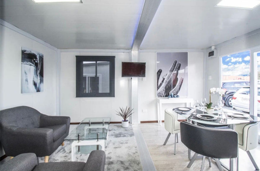Módulo prefabricado tipo casa contenedor – espacio modular habitable para uso temporal, oficina o alojamiento